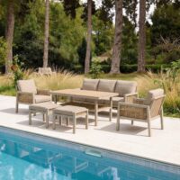 Orbit Aluminium Outdoor Lounge Dining Set in Beige