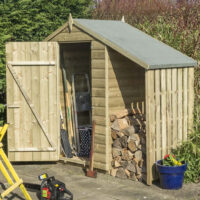 Outlane Wooden Garden Apex Shed With Lean In Natural 4x3