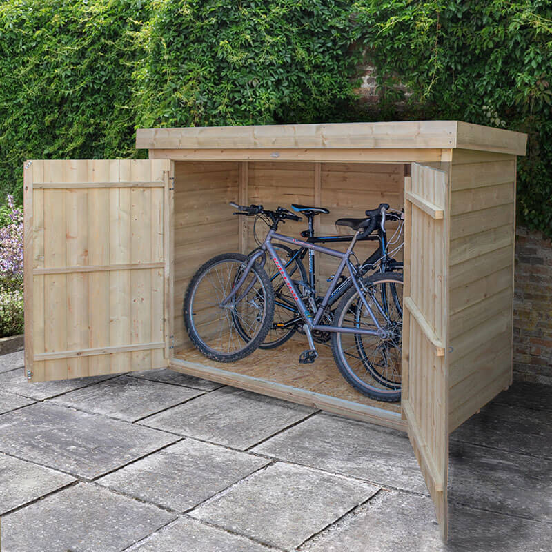 6'5 x 2'10 Forest Overlap Large Double Door Pent Wooden Garden Storage - Bike / Mower Outdoor Store (1.9m x 0.86m)