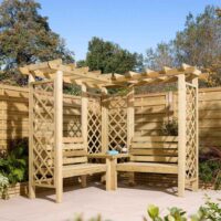 Oxer Wooden Garden Corner Arbour in Natural Timber
