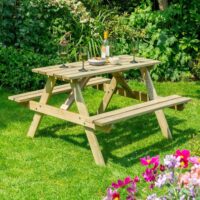 Oxer Wooden Garden Picnic Table 1.2m In Natural