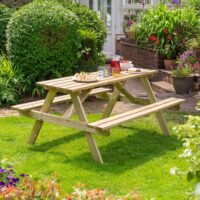 Oxer Wooden Garden Picnic Table 1.5m In Natural