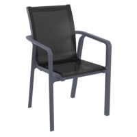 Palmetto Fabric Outdoor Armchair In Dark Grey And Black