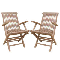 Payson Teak Wooden Folding Side Chairs In Pair