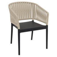 Penwell Polypropylene Outdoor Armchair In Black And Taupe