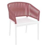 Penwell Polypropylene Outdoor Armchair In White And Marsala