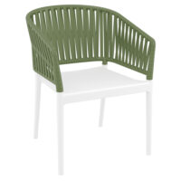 Penwell Polypropylene Outdoor Armchair In White And Olive Green