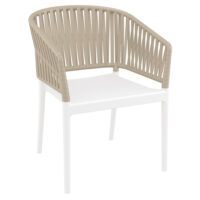 Penwell Polypropylene Outdoor Armchair In White And Taupe