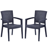 Piraeus Anthracite Polypropylene Arm Chairs In Pair