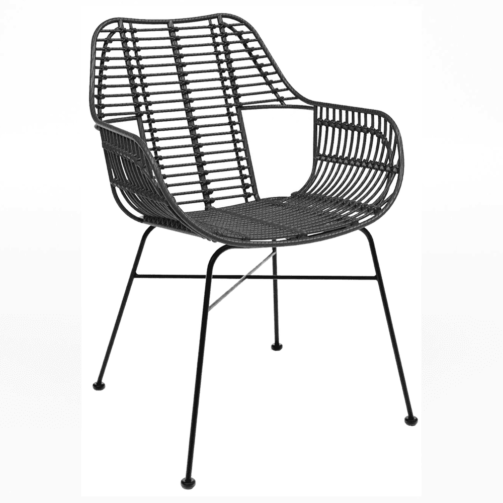 Ponoka Rattan Outdoor Stacking Armchair In Black