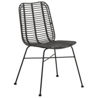 Ponoka Rattan Outdoor Stacking Side Chair In Black