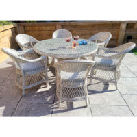 Renton Glass Top Garden Dining Set With 6 Chairs In white