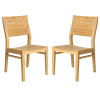 Robalt Natural Wooden Garden Side Chairs In Pair