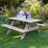 Small Picnic Bench - Forest Small Wooden Rectangular Picnic Table for 6 People 5x5 (1.5x1.5m)