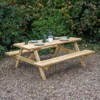 Forest Large Rectangular Wooden Garden Picnic Table 5â11 x 5â3 (1.8m x 1.6m)