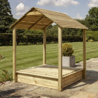 Sayreville Wooden Garden Gazebo With Sandpit In Natural