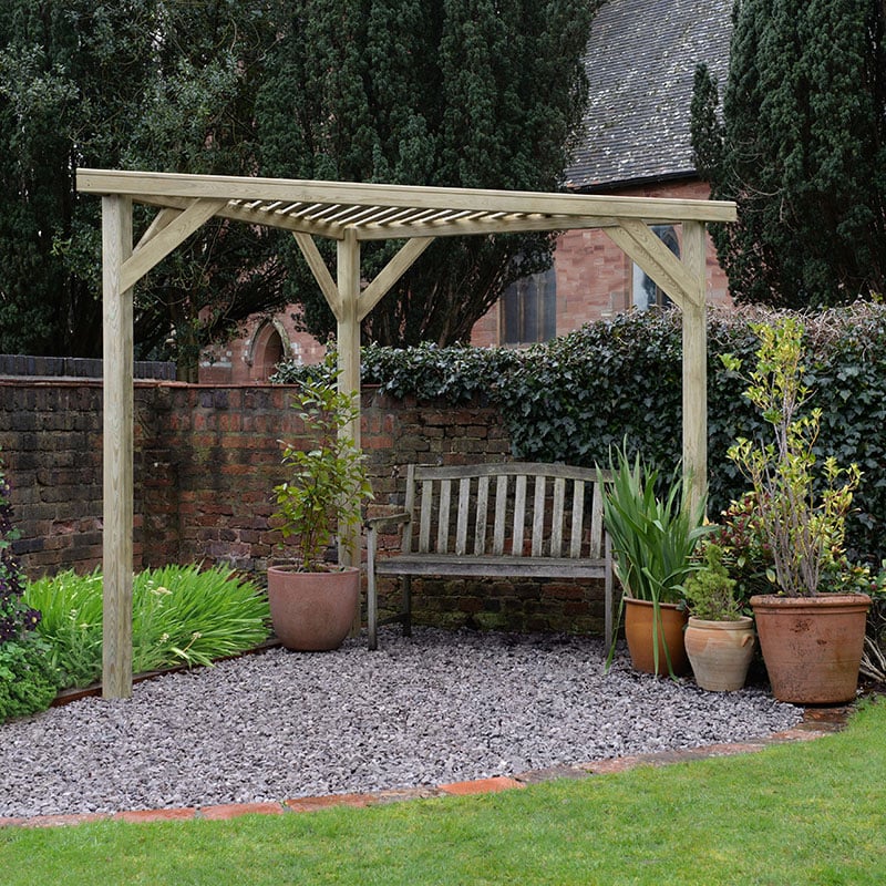 Forest Slatted Wooden Corner Pergola 9'7 x 4'9 (2.9m x 1.5m)