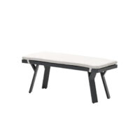 Sedalia Aluminium Garden Seating Bench With Cushion In Dark Grey