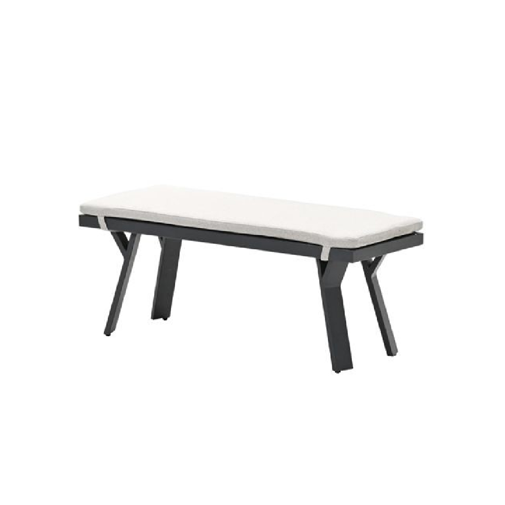 Sedalia Aluminium Garden Seating Bench With Cushion In Dark Grey