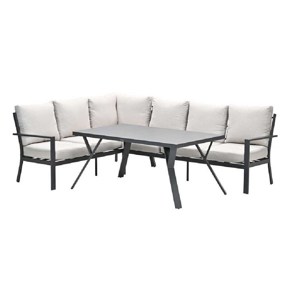 Sedalia Aluminium Left Hand Garden Corner Lounge Set In Sand