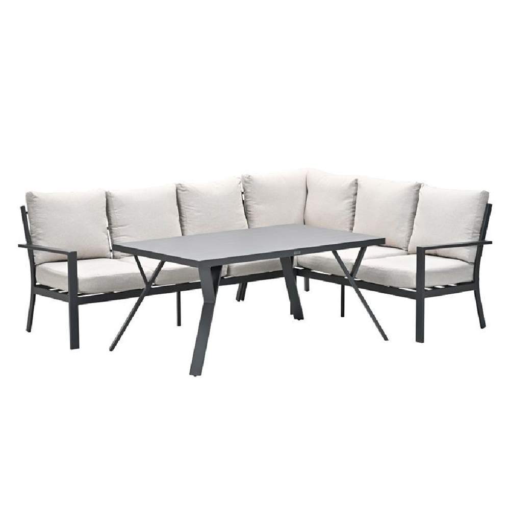 Sedalia Aluminium Right Hand Garden Corner Lounge Set In Sand