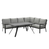 Sedalia Aluminium Right Hand Garden Corner Lounge Set In Dark Grey