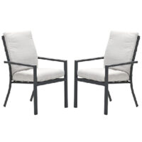 Sedalia Dark Grey Aluminium Dining Chairs With Cushion In Pair