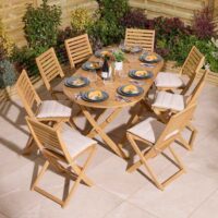 Serenity Wooden Oval Dining Table with 8 Chairs and Cushions in Natural