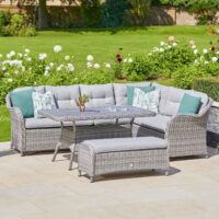 Sewanee Rattan Garden Rectangular Dining Set In Stone
