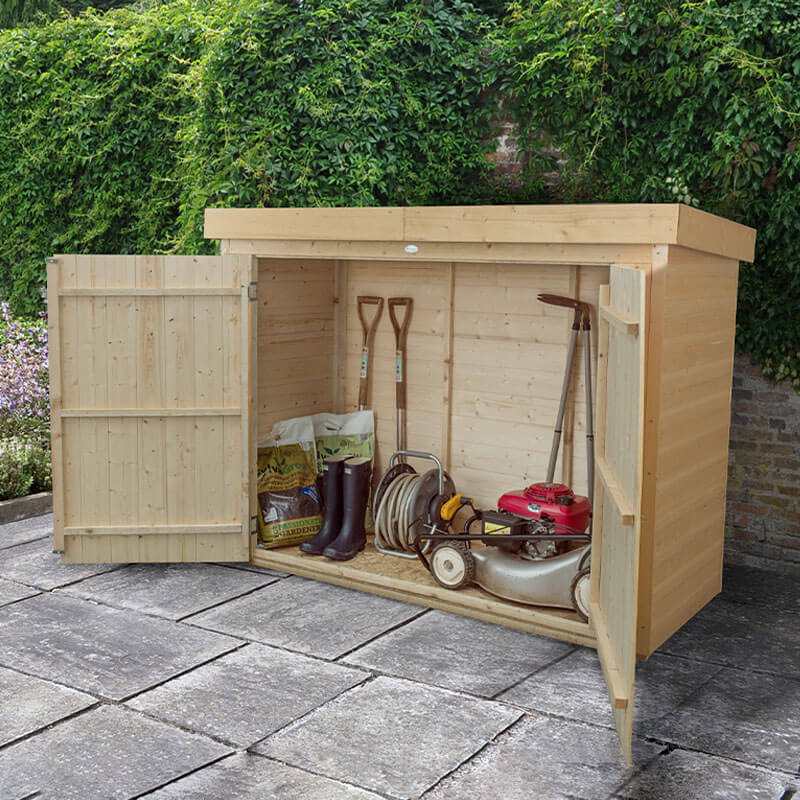 6'5 x 2'10 Forest Shiplap Large Double Door Pent Wooden Garden Storage - Outdoor Bike / Mower Store (1.9m x 0.86m)