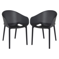 Shipley Outdoor Black Stacking Armchairs In Pair