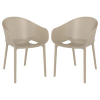 Shipley Outdoor Taupe Stacking Armchairs In Pair