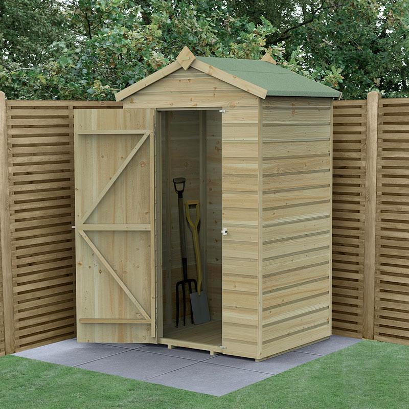 4' x 3' Forest Beckwood 25yr Guarantee Shiplap Pressure Treated Windowless Apex Wooden Storage Shed (1.34m x 1m)