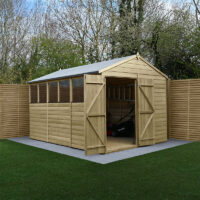 12x8 Shiplap Shed: Forest Beckwood 25yr Guarantee Pressure Treated Double Door Shed (3.6m x 2.61m)