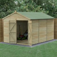 12' x 8' Forest Beckwood 25yr Guarantee Shiplap Pressure Treated Windowless Double Door Apex Wooden Shed (3.6m x 2.61m)
