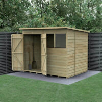 8' x 6' Forest Beckwood 25yr Guarantee Shiplap Pressure Treated Double Door Pent Wooden Shed (2.52m x 2.05m)