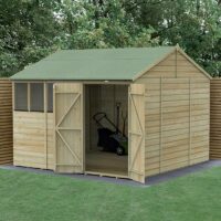 10' x 10' Forest Beckwood 25yr Guarantee Shiplap Pressure Treated Double Door Reverse Apex Wooden Shed (3.21m x 3.01m)