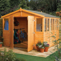 Stroden Wooden Garden Apex Workshop In Honey Brown 9x12