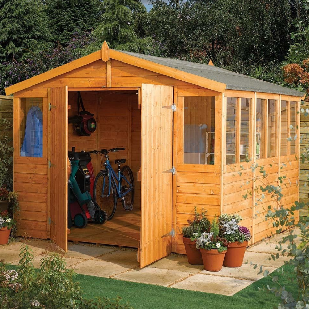 Stroden Wooden Garden Apex Workshop In Honey Brown 9x6