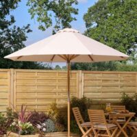 Serenity Polyester Fabric 2.2m Parasol with Wooden Pole in Natural