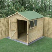 7' x 7' Forest Timberdale 25yr Guarantee Tongue & Groove Pressure Treated Double Door Apex Shed (2.33m x 2.17m)