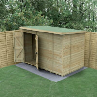 10' x 6' Forest Timberdale 25yr Guarantee Tongue & Groove Pressure Treated Windowless Double Door Pent Shed (3.07m x 2.02m)