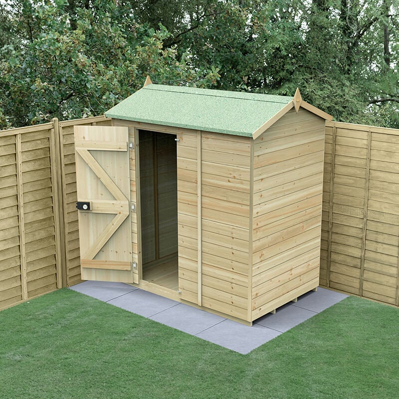6' x 4' Forest Timberdale 25yr Guarantee Tongue & Groove Pressure Treated Windowless Reverse Apex Shed (1.93m x 1.37m)