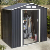 Thorpe Metal Garden Apex Shed In Dark Grey 6x4