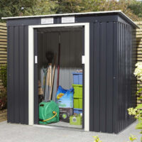 Thorpe Metal Garden Pent Shed In Dark Grey 6x4