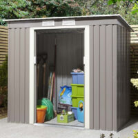 Thorpe Metal Garden Pent Shed In Light Grey 6x4