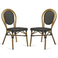 Toller Outdoor Black Aluminium Cane Effect Dining Chair In Pair
