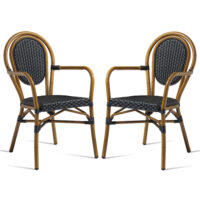 Toller Outdoor Black Aluminium Cane Effect Armchairs In Pair