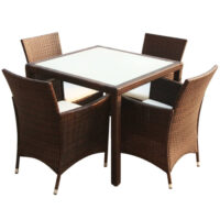 Truro Rattan 5 Piece Outdoor Dining Set with Cushions In Brown