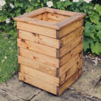 Vail Tall Wooden Garden Square Planter In Natural